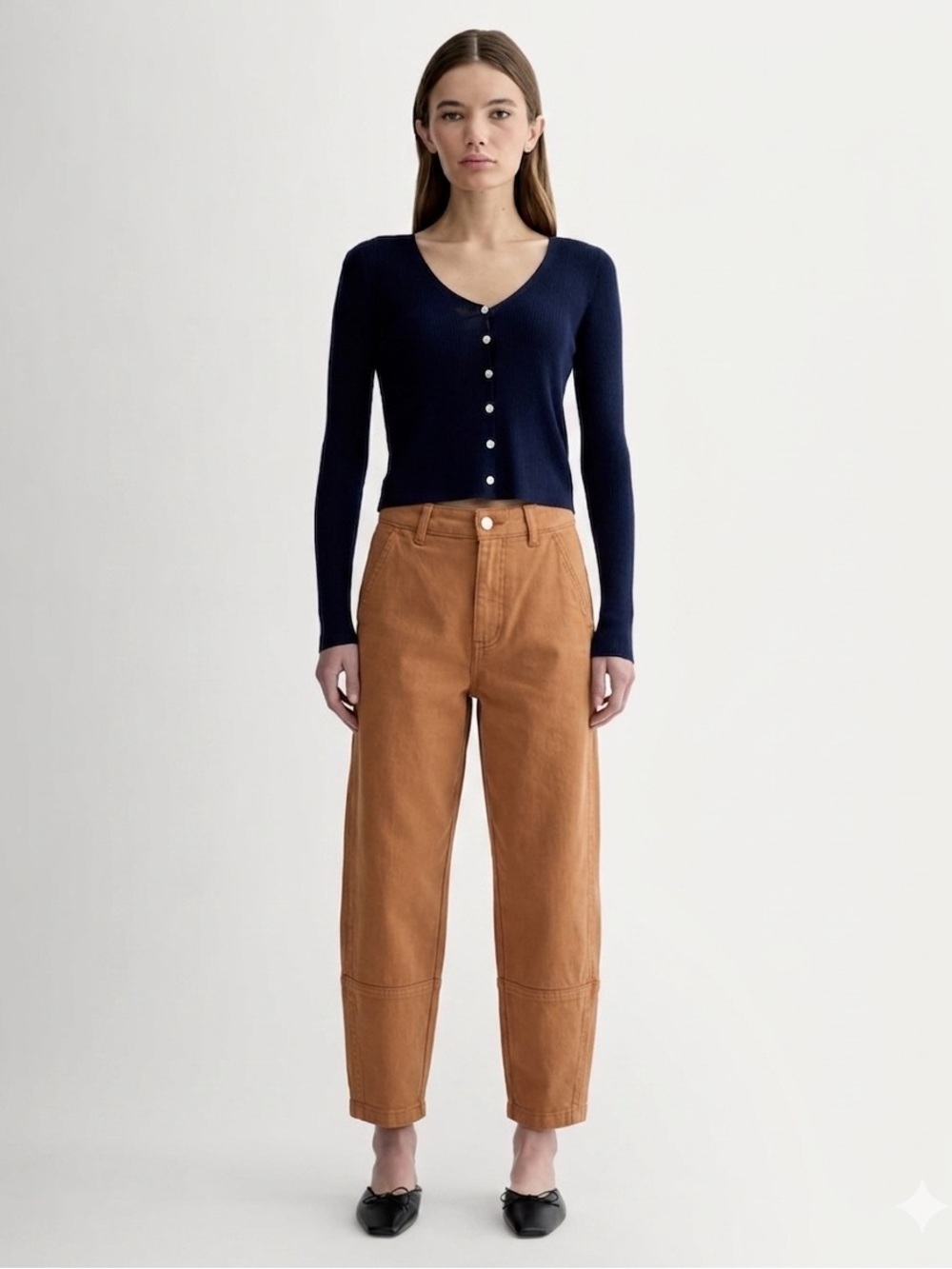 Everlane Sz 0 Brown Cotton Barrel Leg Casual Pants
